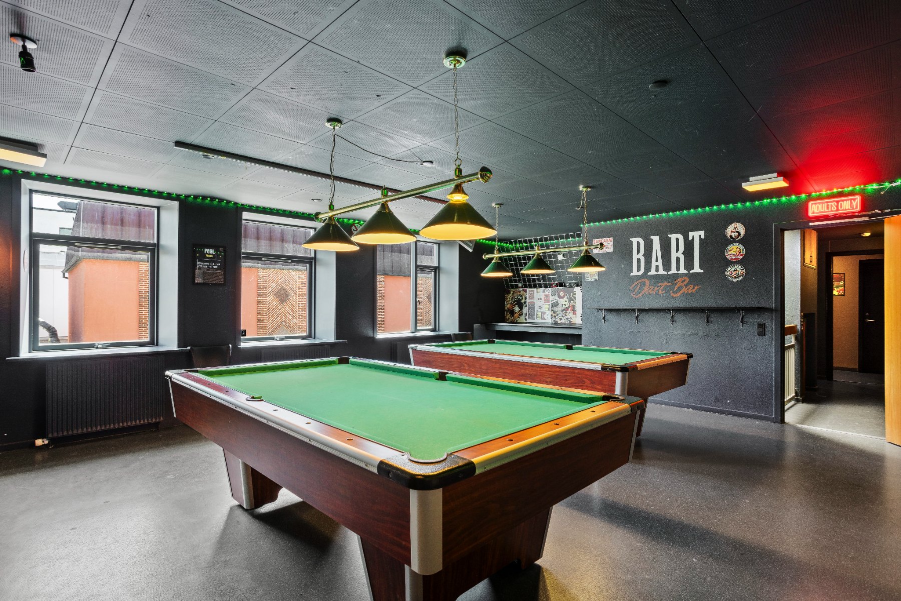 Poolbord på 1. sal hos BART i Herning