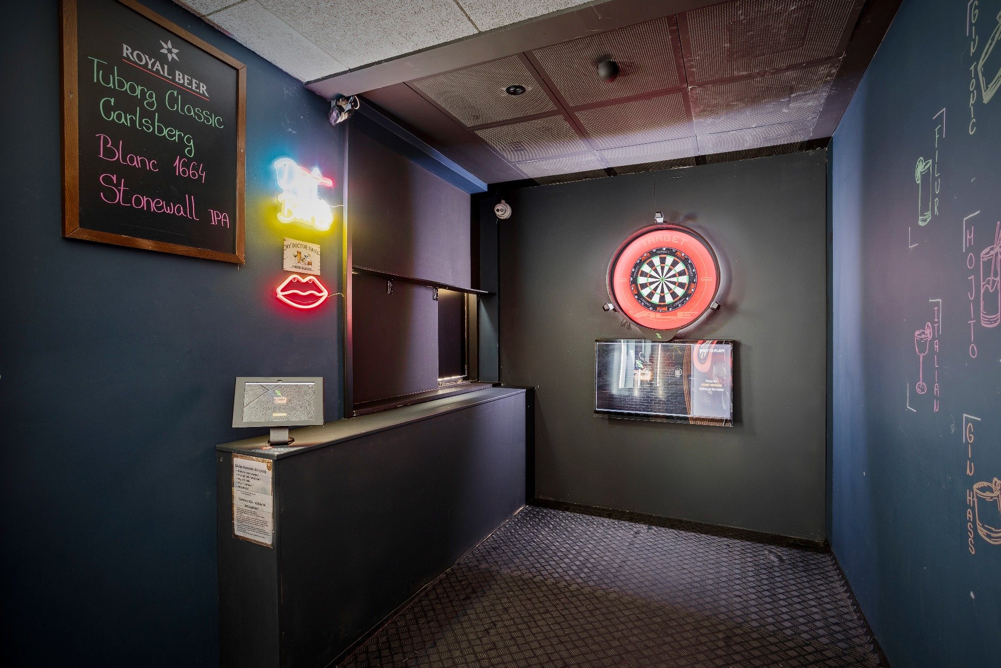 Scolia-dartskive med skærm og automatisk scoring på BART i Herning