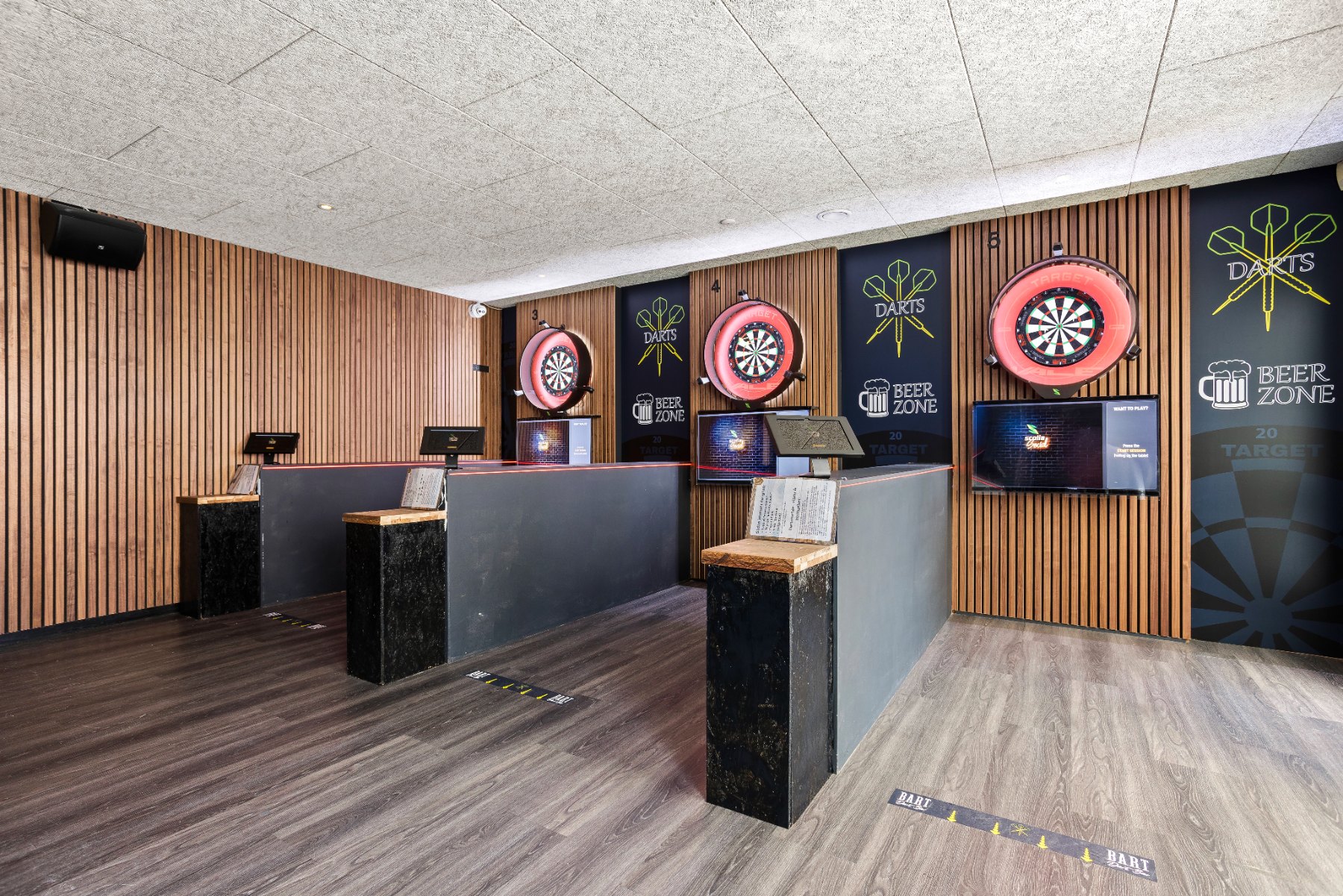 Scolia-rummet hos BART i Herning med fire interaktive dartskiver